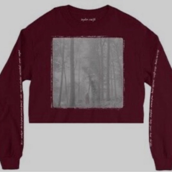 Folklore long sleeved in the trees maroon crop top - Picture 1 of 3